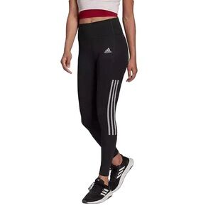 Adidas Women Black Leggings with Signature Stripes, Large NWOT